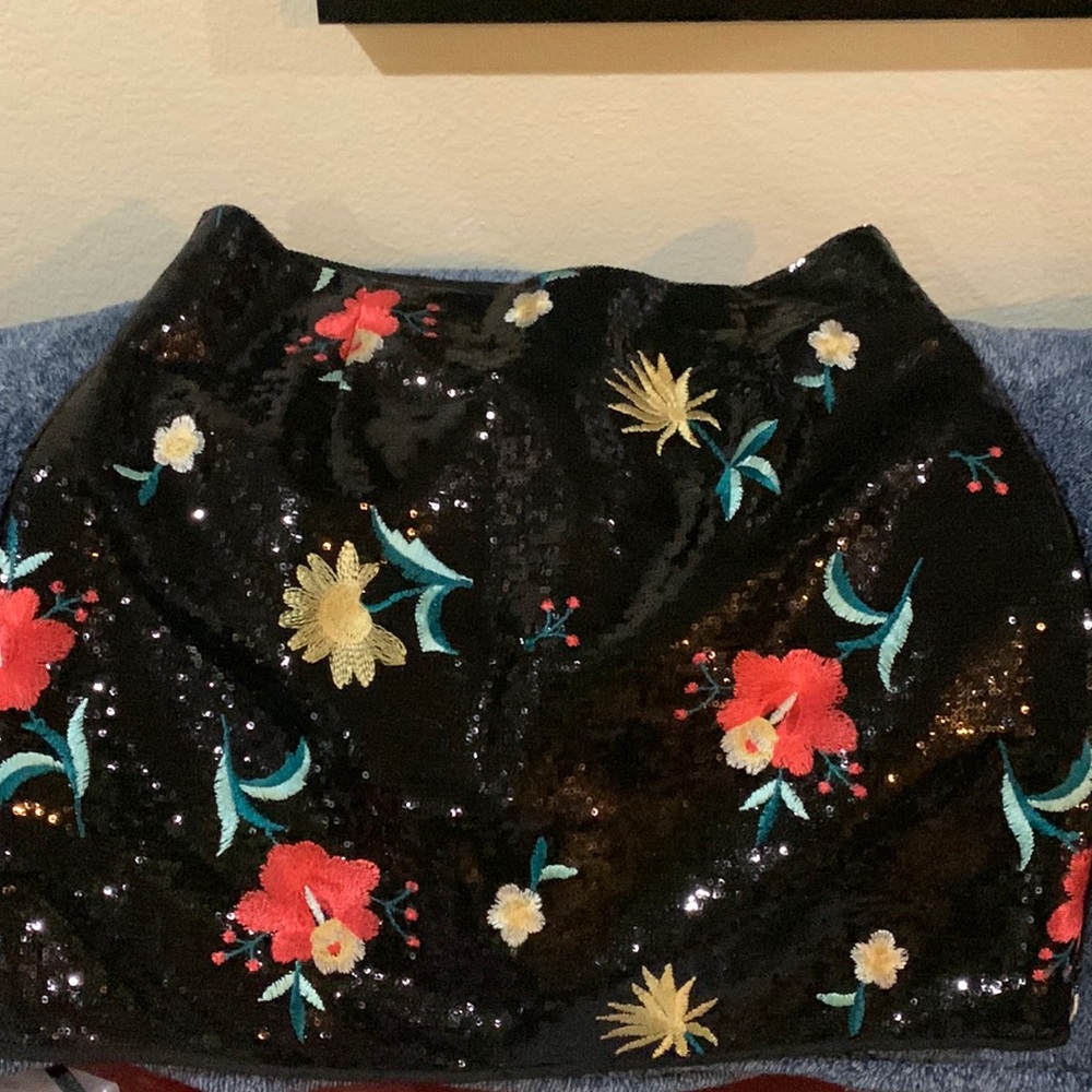 Black sequin skirt, lovers and friends